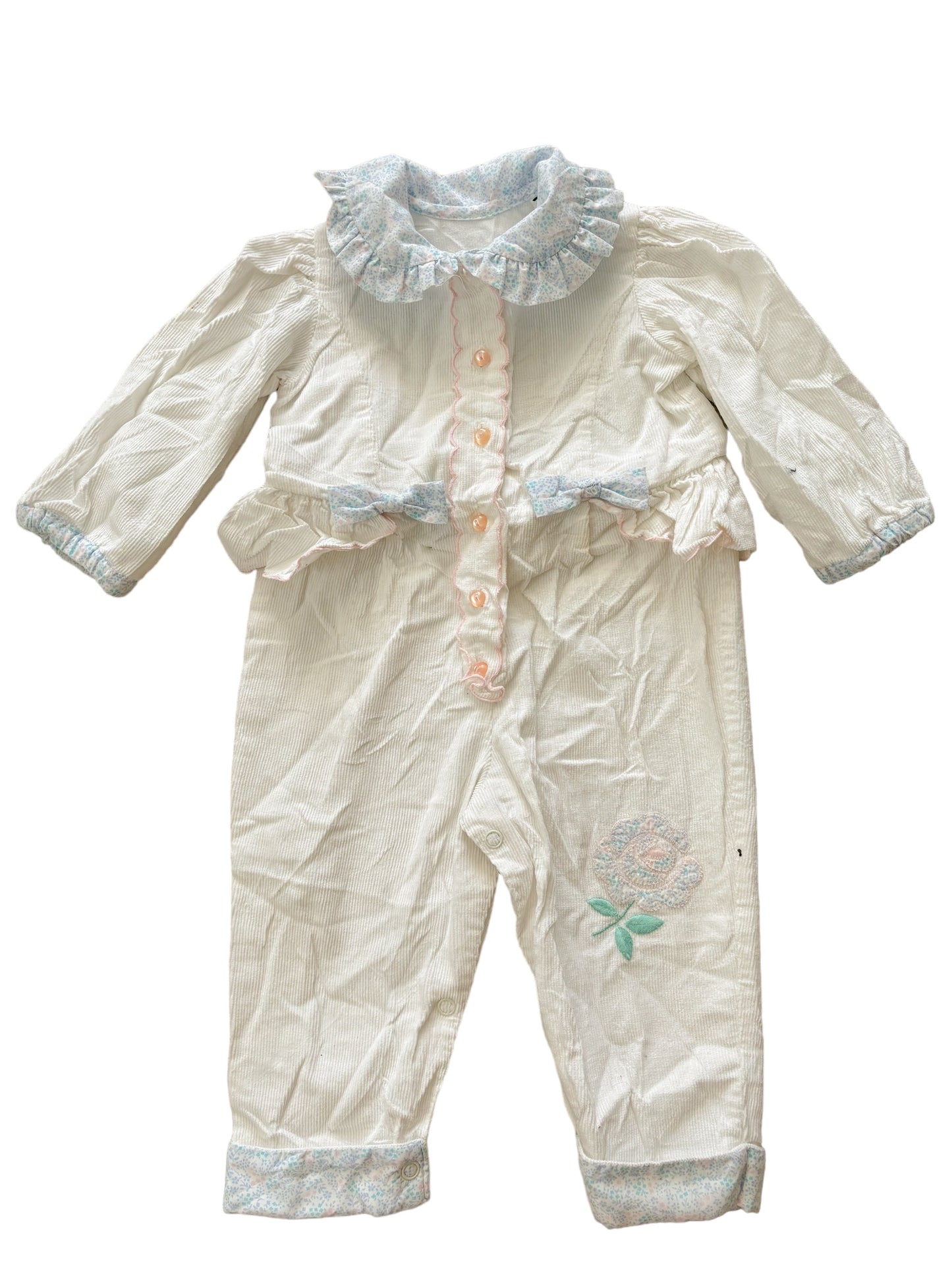 Baby white corduroy jumpsuit