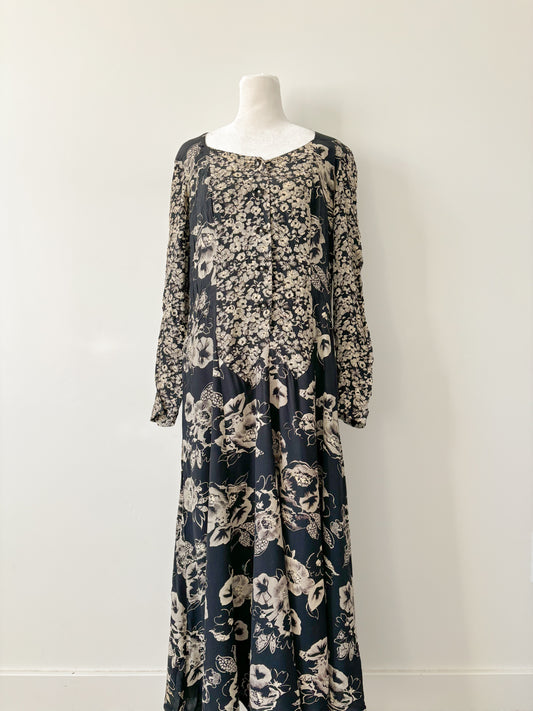 Carol little black floral maxi dress-M