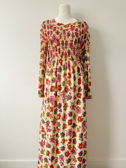 Cream floral maxi dress-L