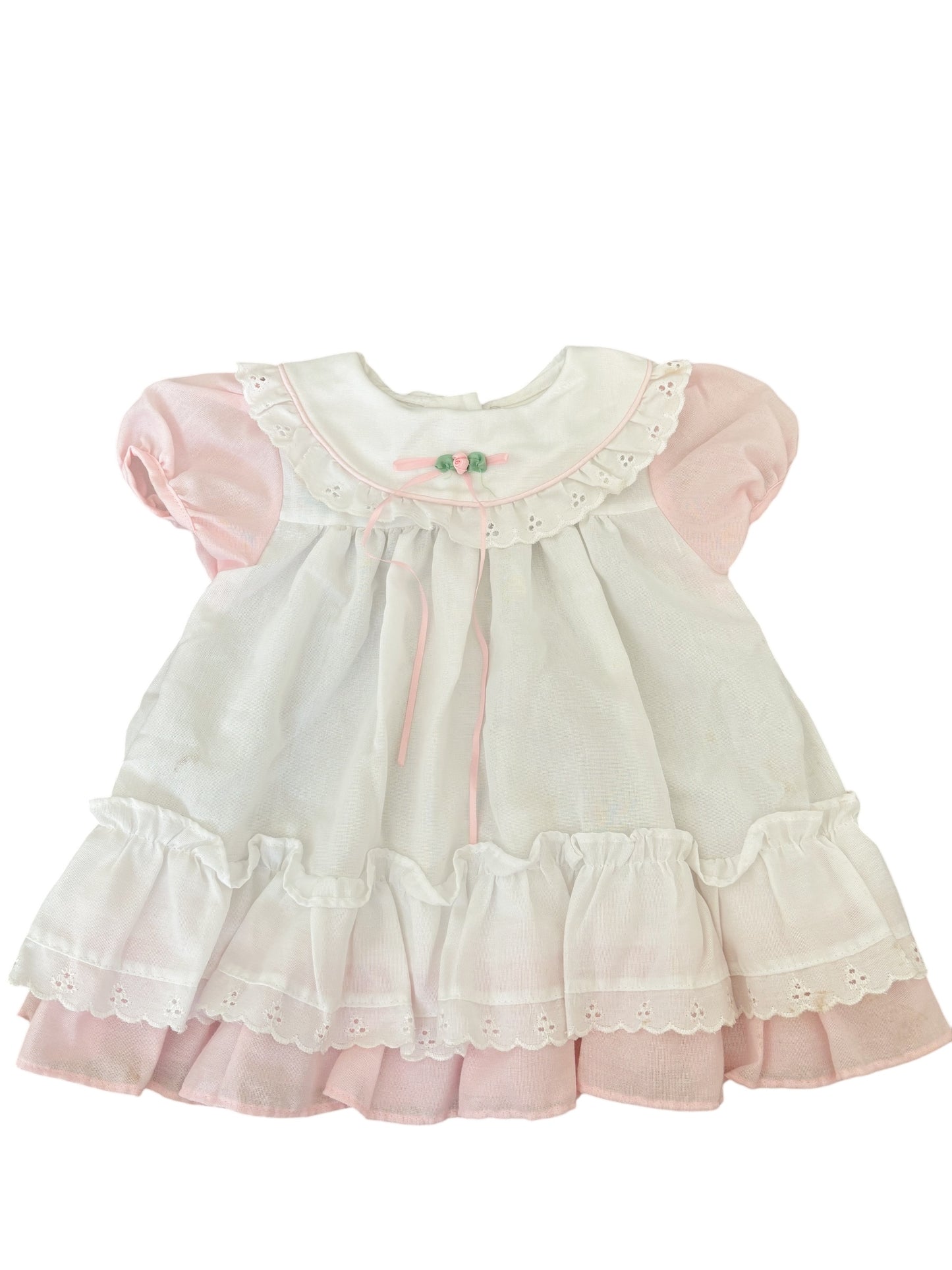 Baby white rose cottage dress-3-6M