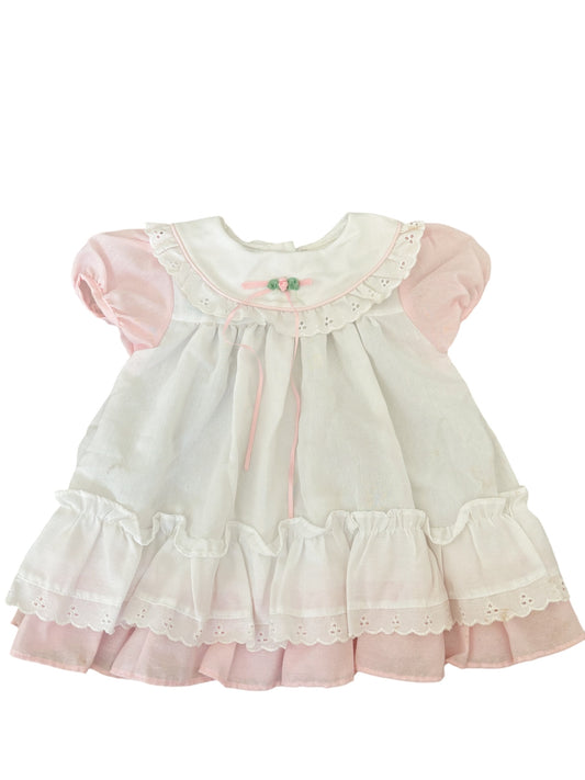 Baby white rose cottage dress-3-6M