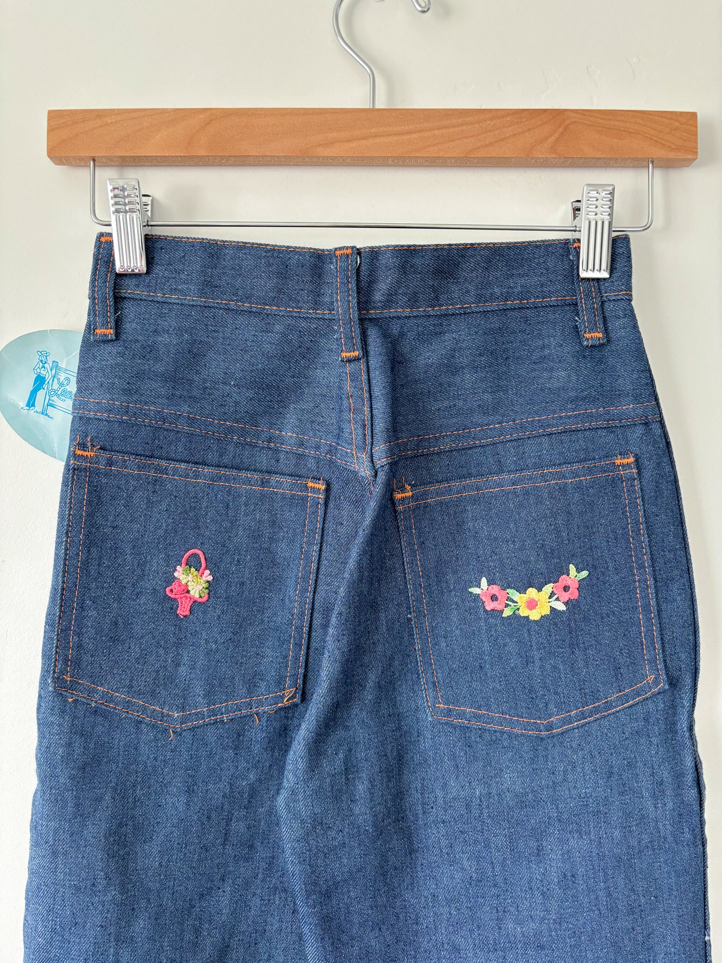 Lean Jean embroidered pocket jeans-XS