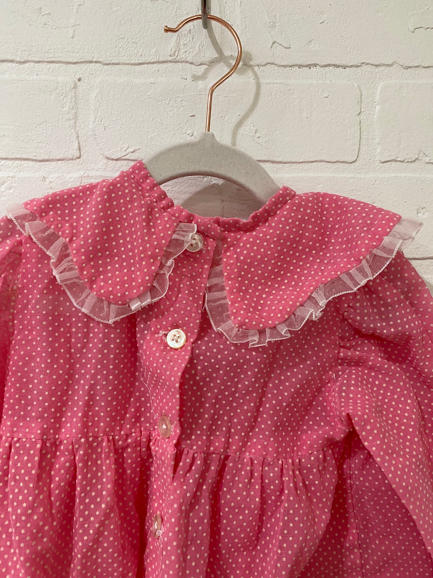 Baby Pink Polka Dot Collared Dress