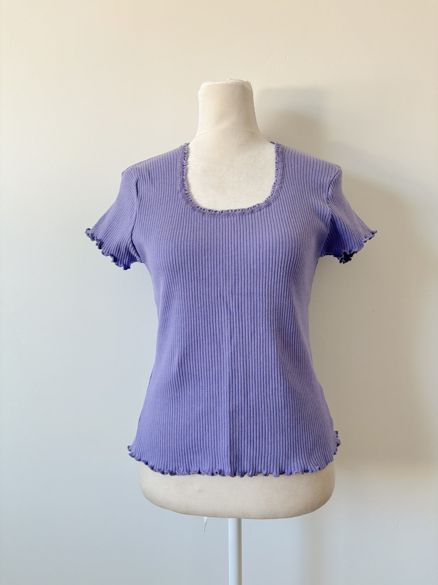 Purple ribbed tee-S