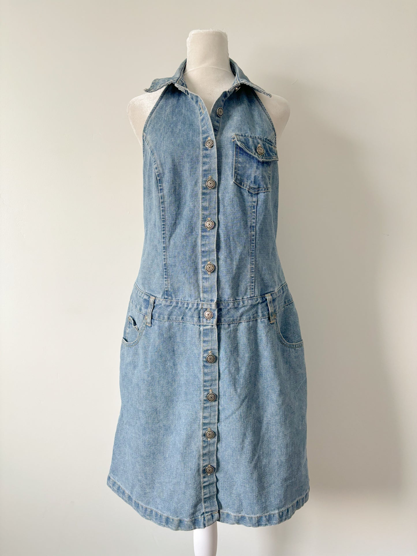 Denim halter dress-M