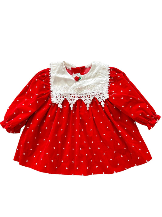 Baby red velvet heart top-12M