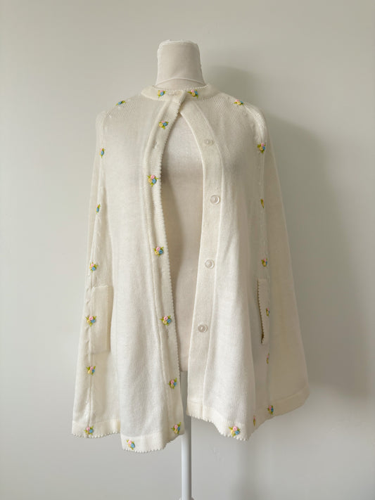 White floral poncho-OS