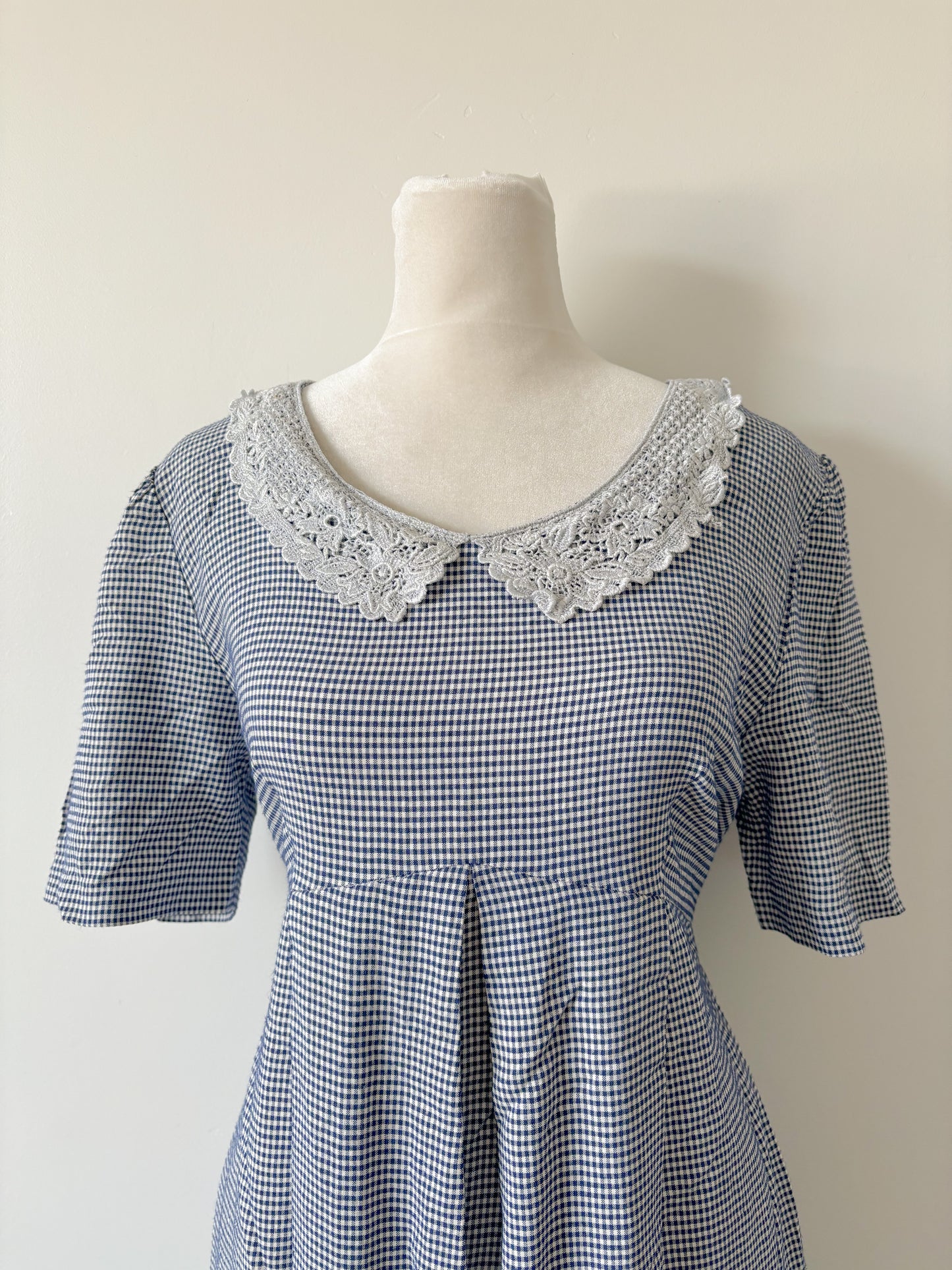 Blue gingham dress-M