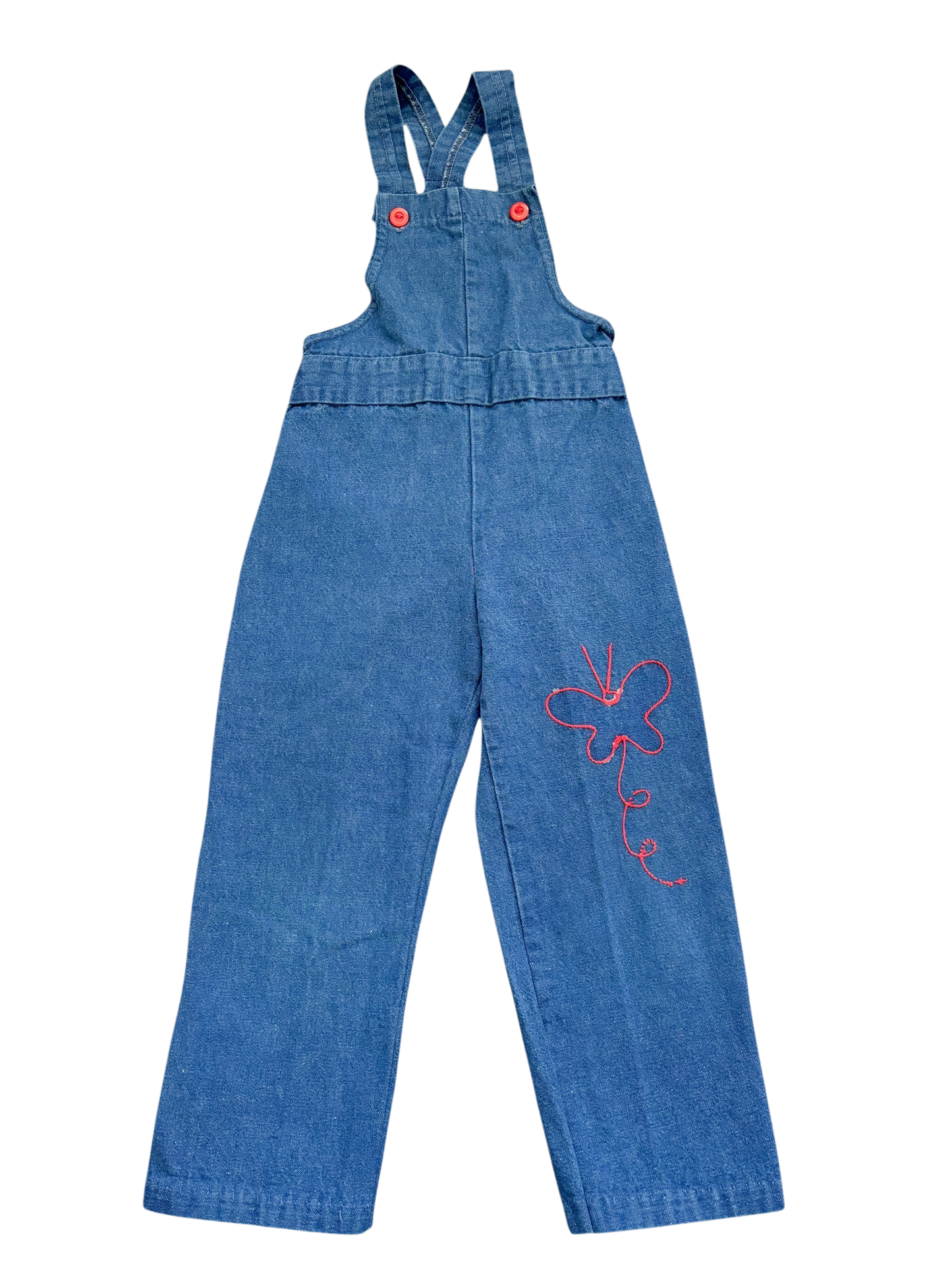 Baby denim butterfly overalls-4T