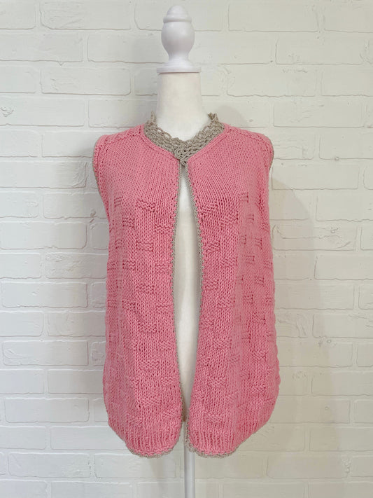 Pink knit vest-M