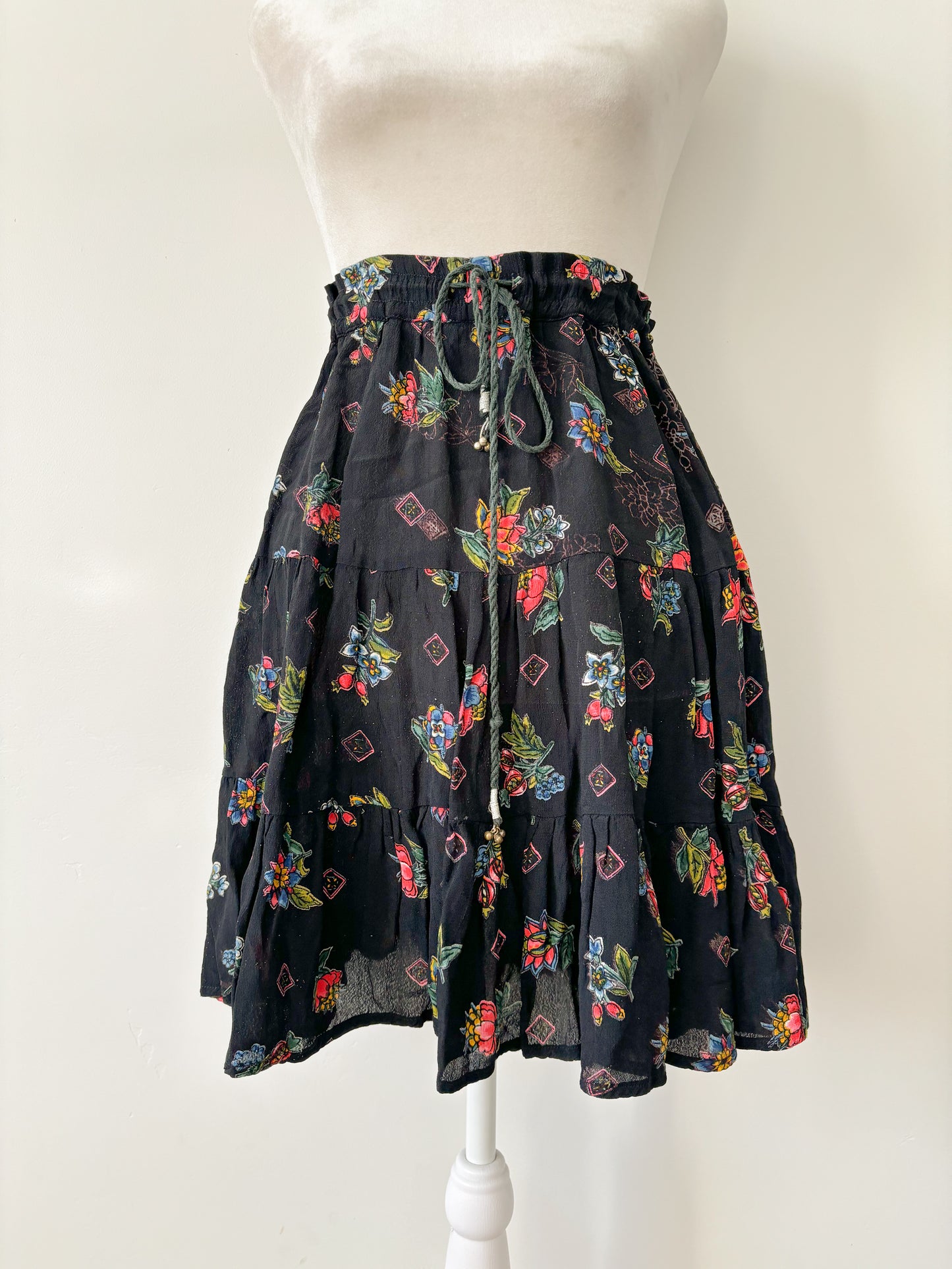 Black tiered mini skirt-OS