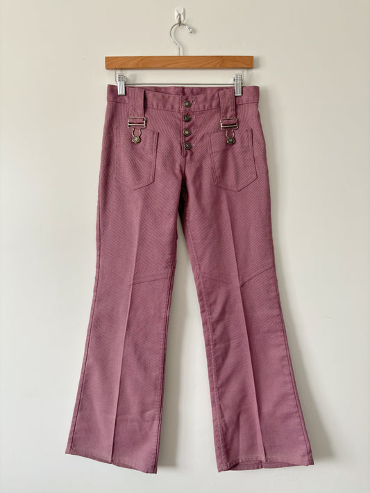 Pink button fly trousers-XS