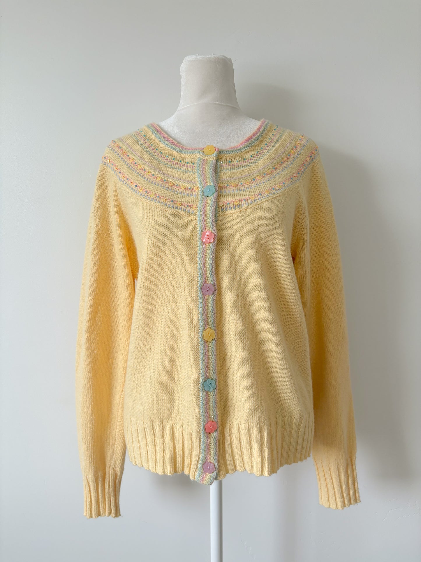 Yellow beaded cardigan-M