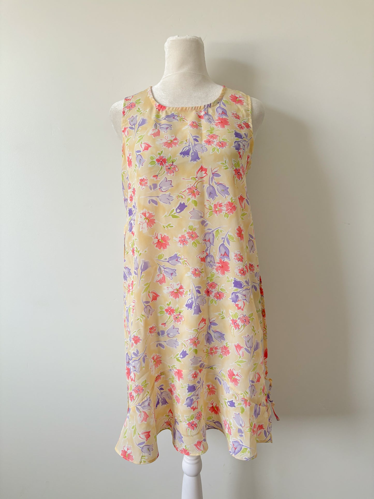 Yellow floral mini dress-S