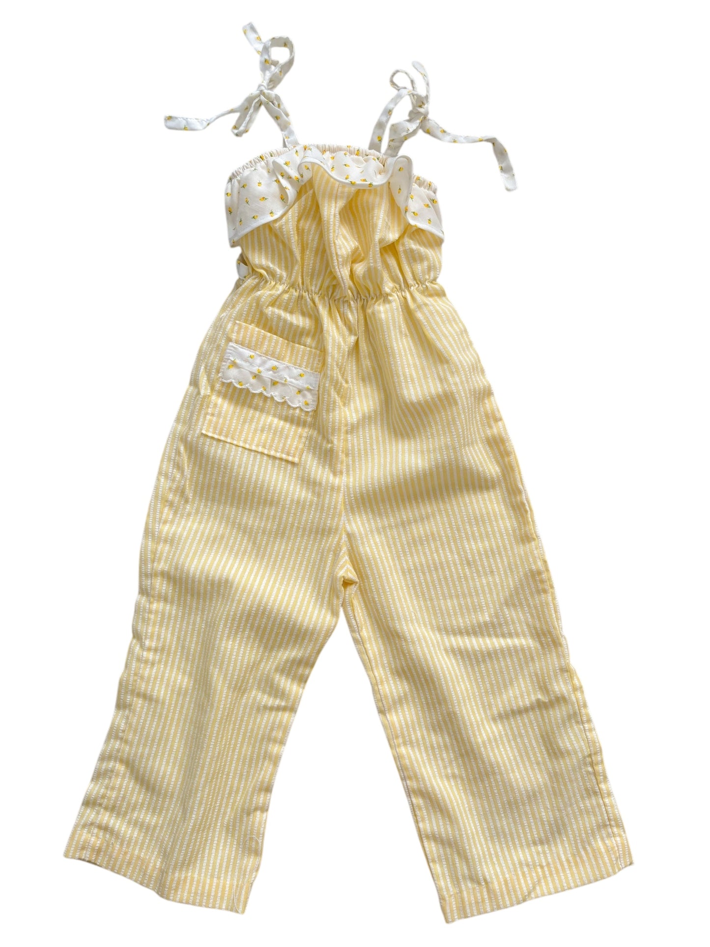 Baby yellow striped overalls-2Y