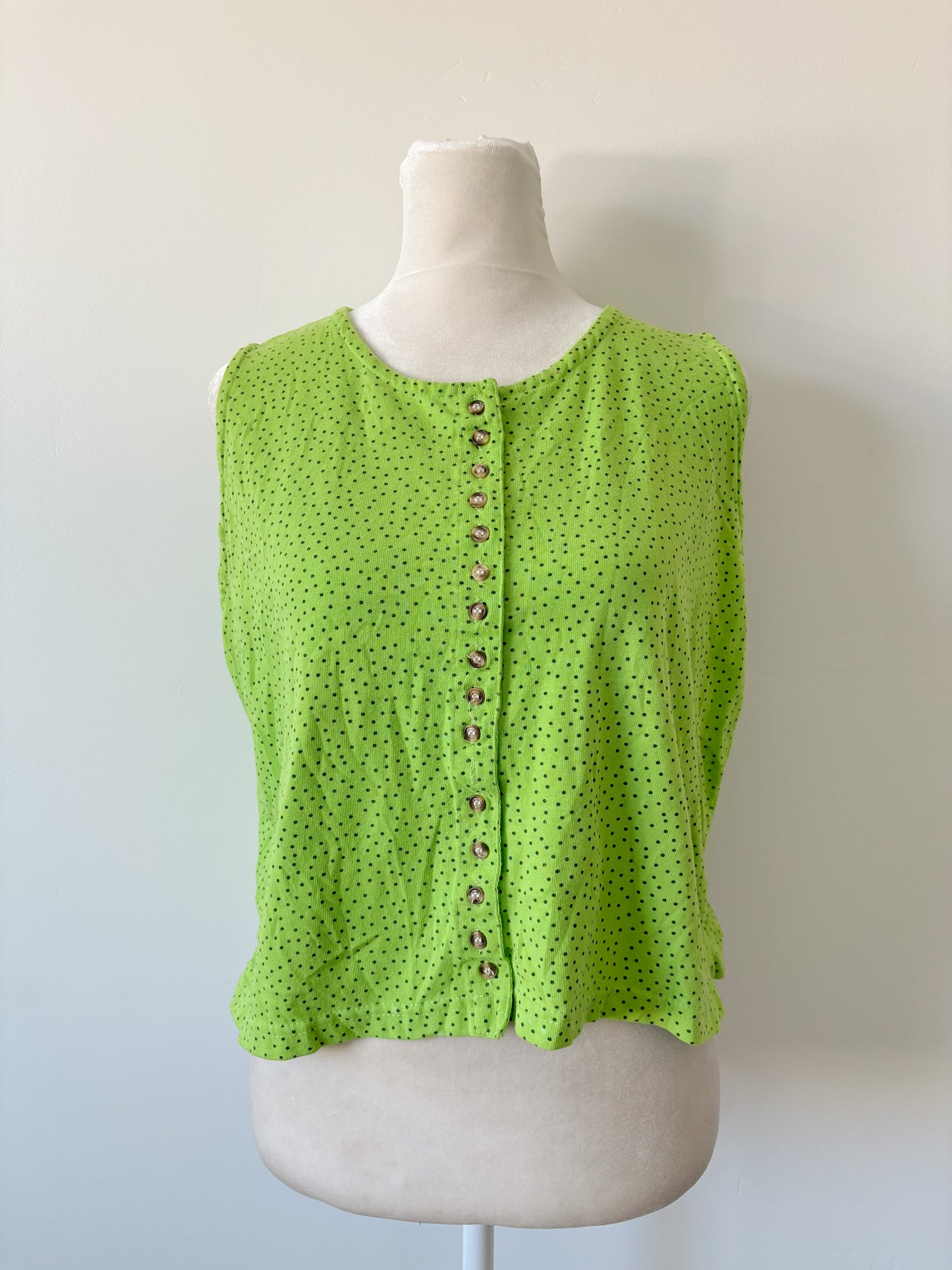 Green polka dot tank-S