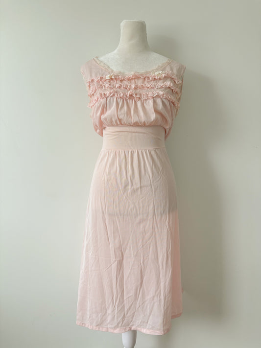 Pink ruffle slip dress-M