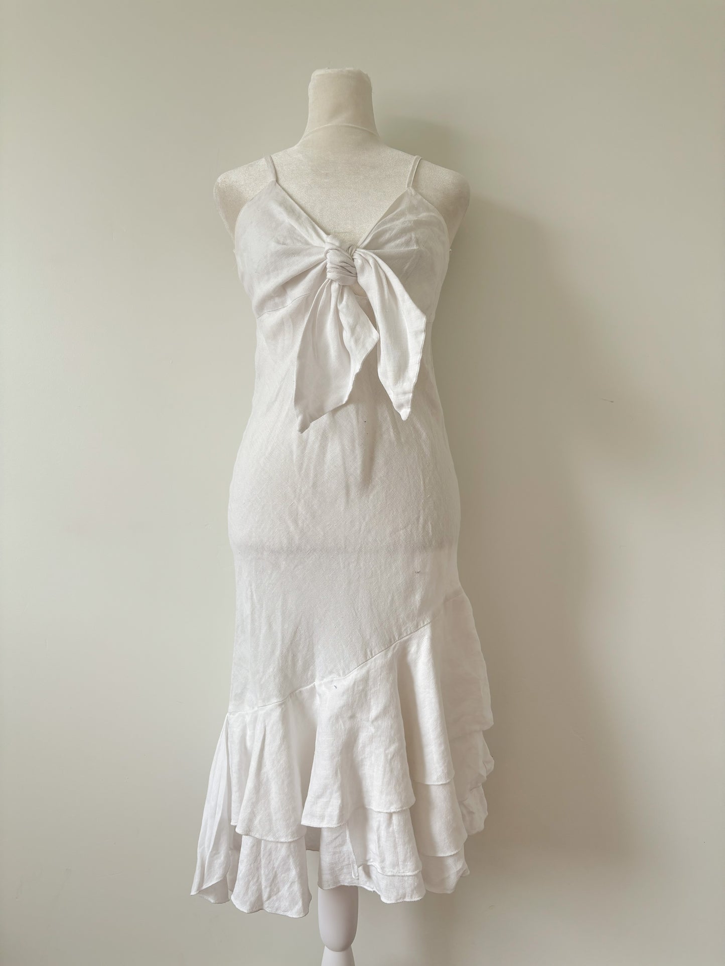 White front tie dress-S