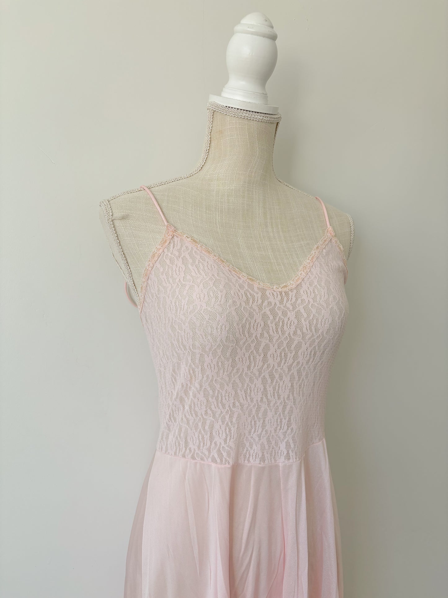 Pink lace top slip dress-S