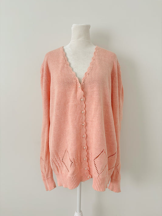 Peach bead button cardigan-1X