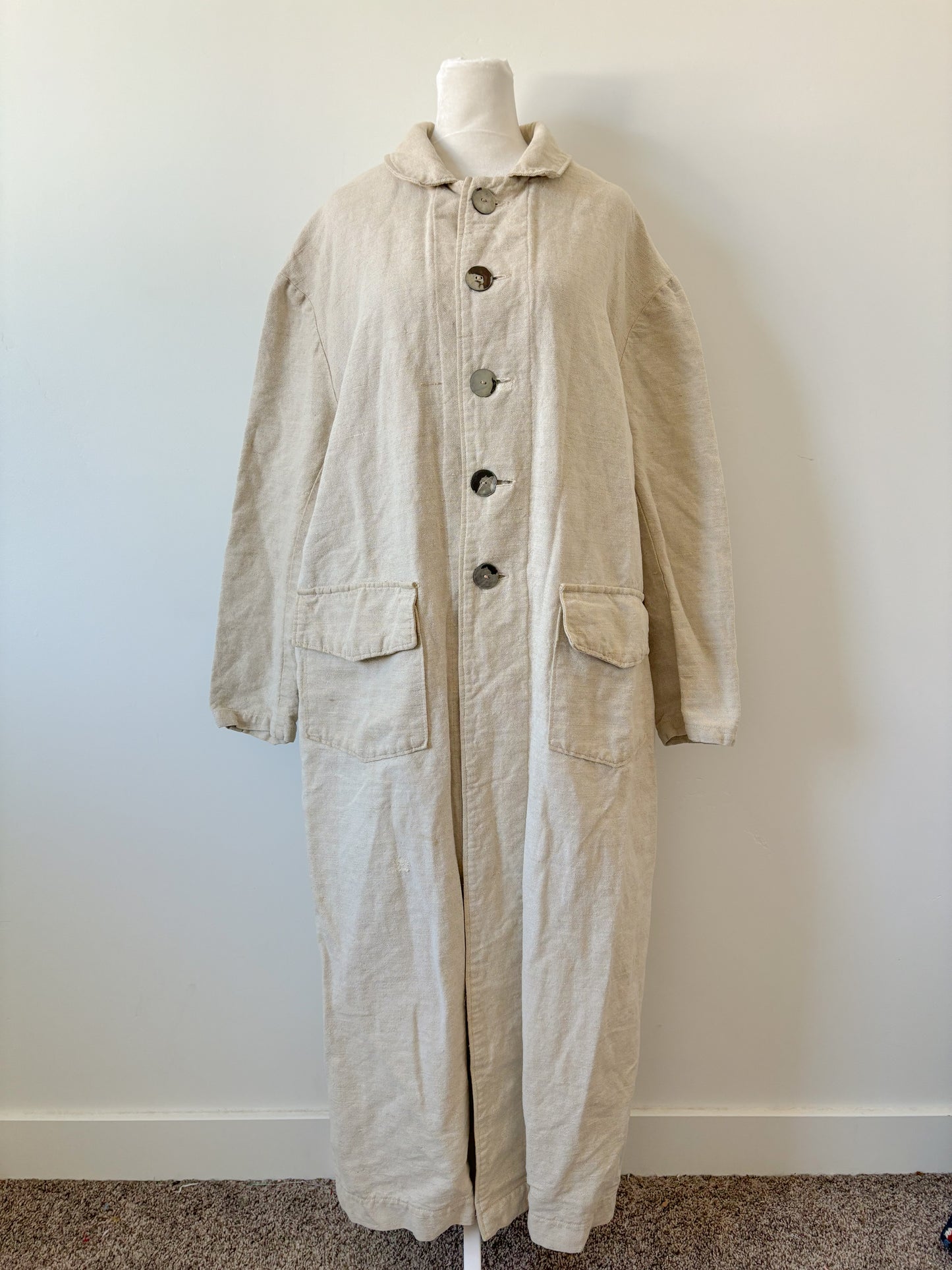 Cream canvas trench-L