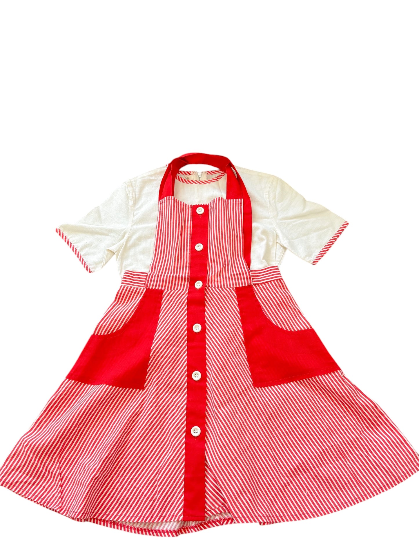 Youth red striped dress set-6-8