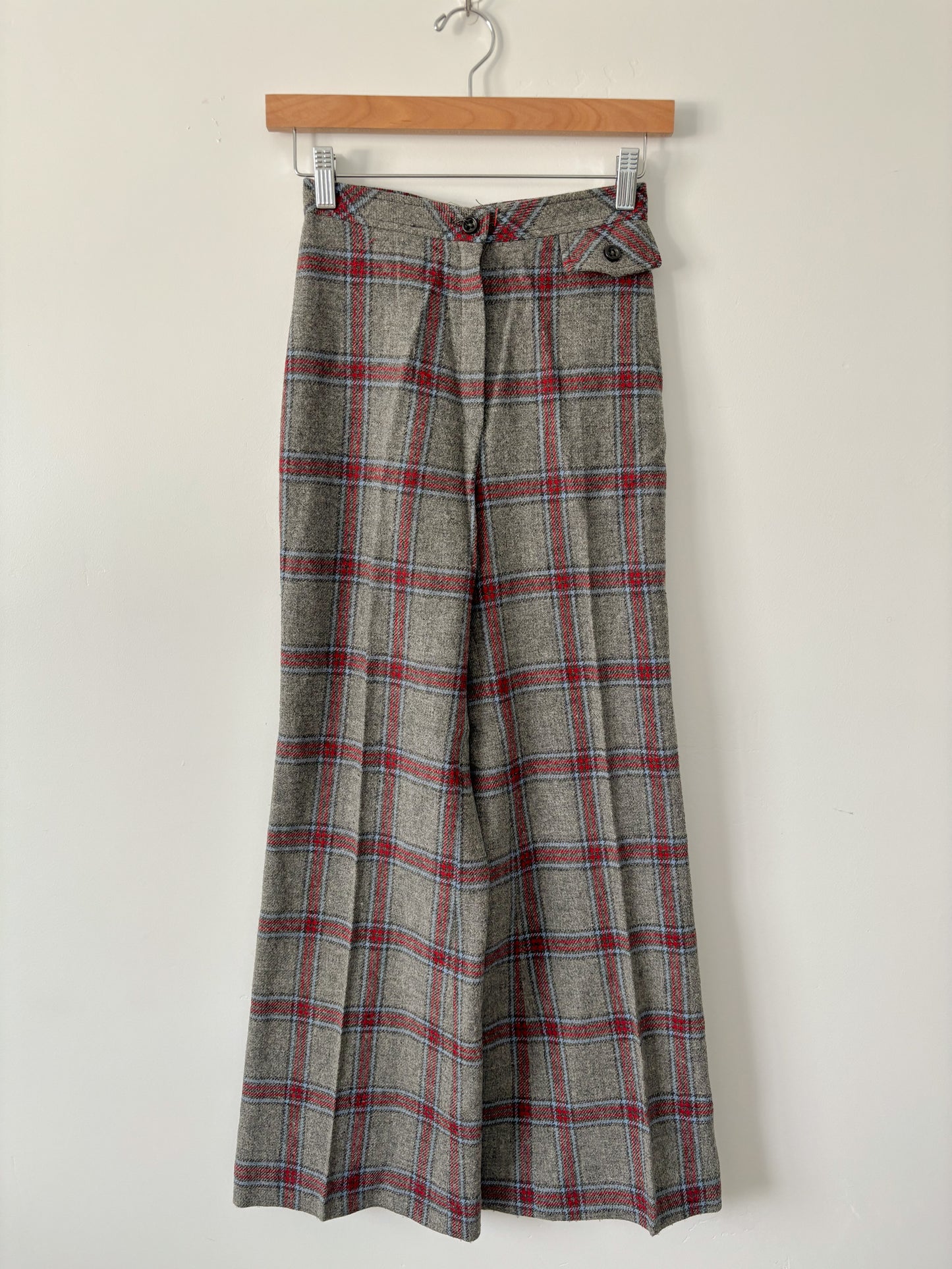 Gray plaid trousers-XS