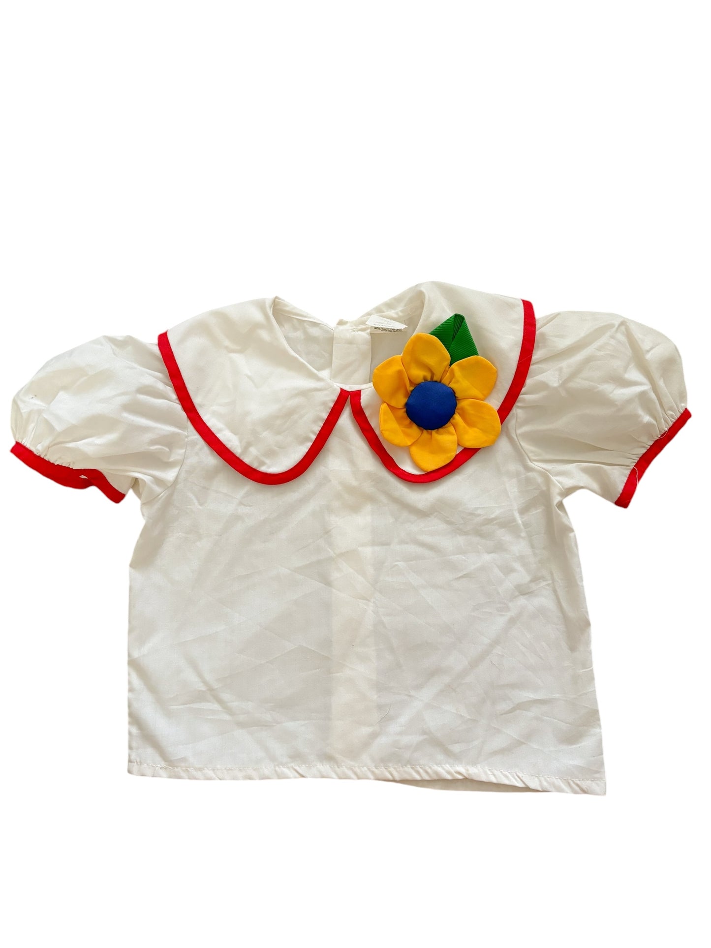 Baby white collared sunflower top-2T