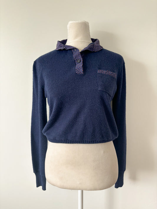 Navy collared sweater-S