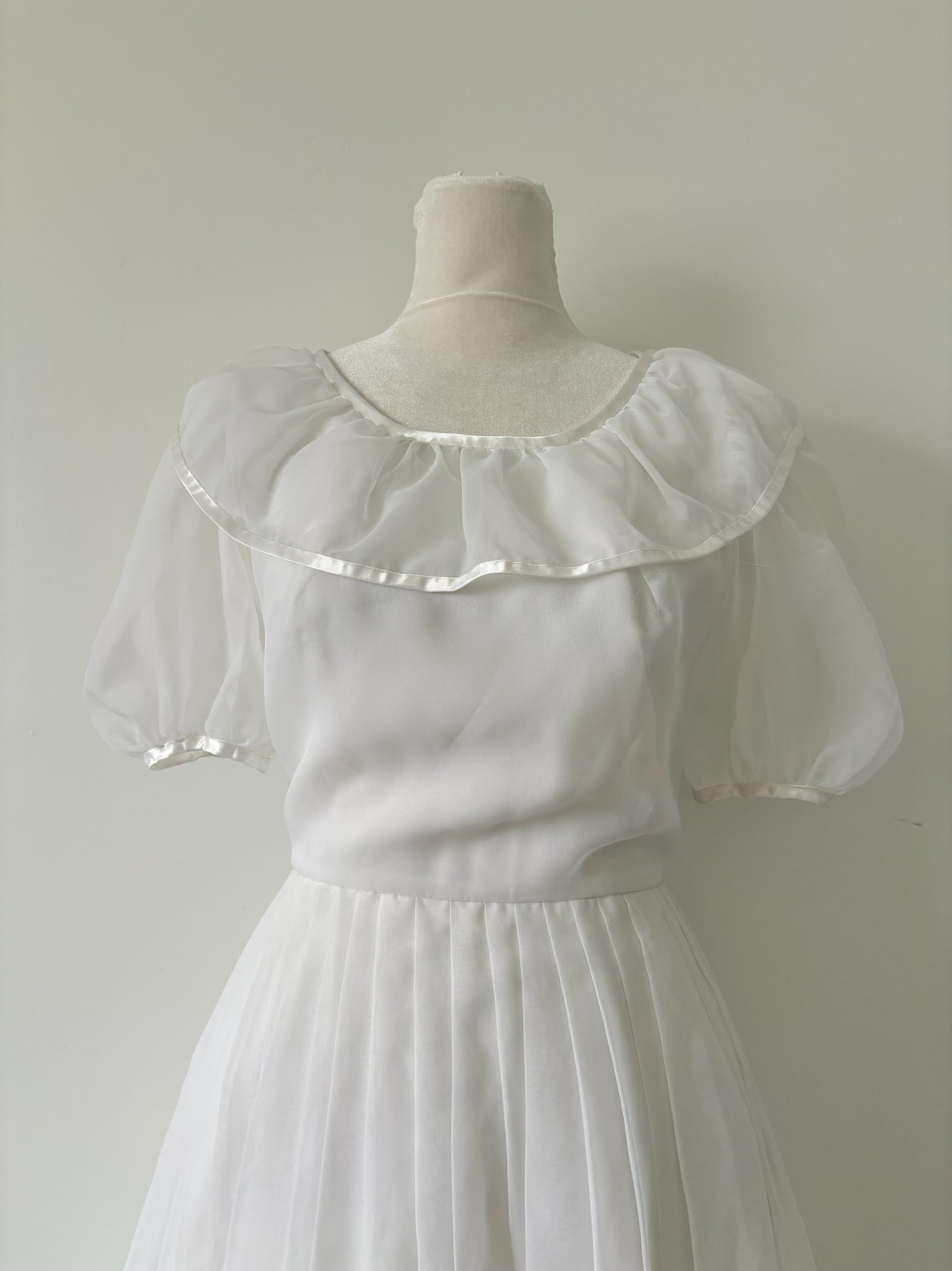 Ruffle collar wedding dress-S