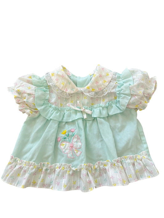 Baby blue bow top-3-6M