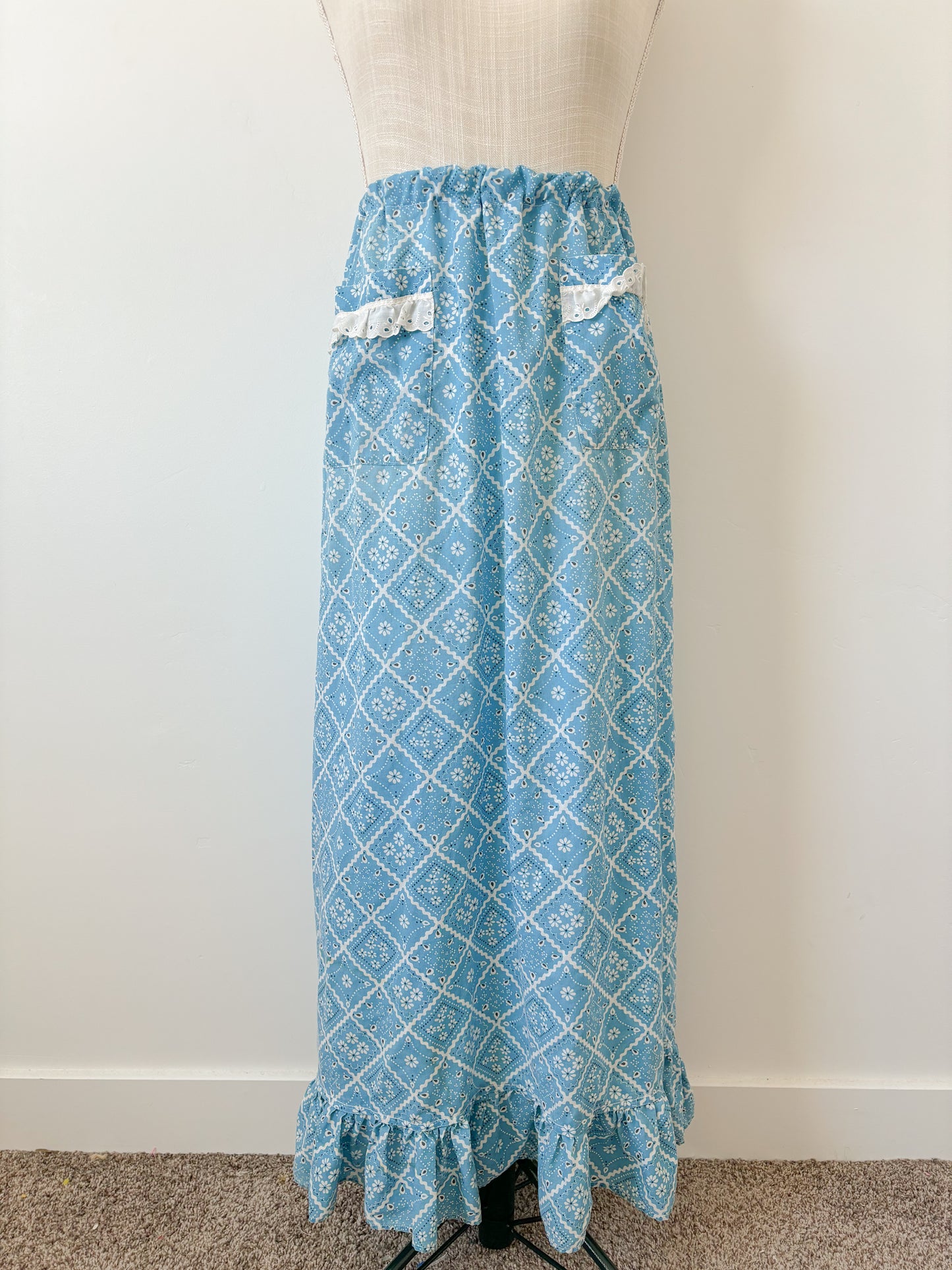 Blue pocket maxi skirt-M