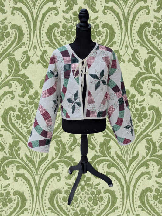 Red and green quilted jacket