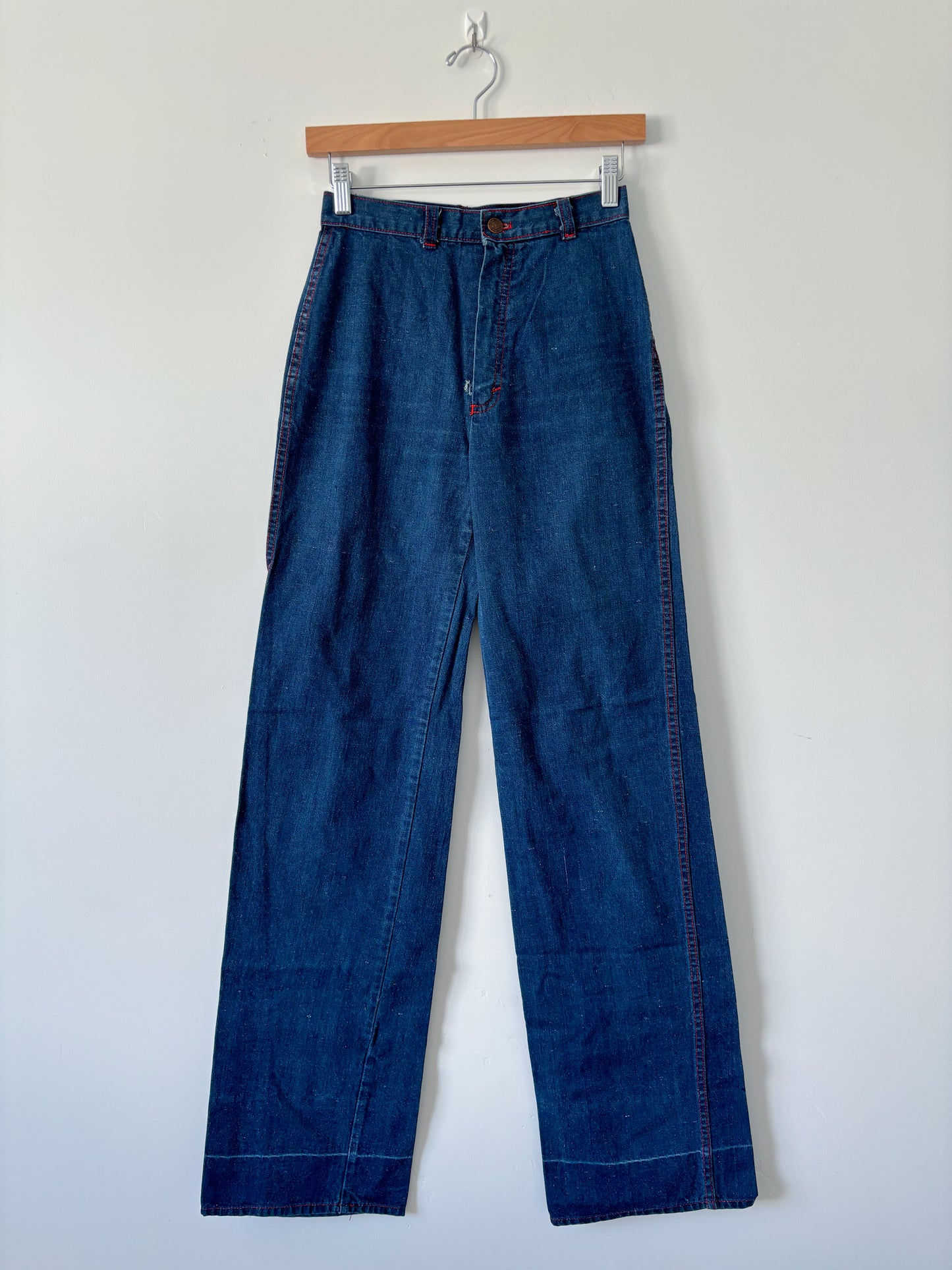 Blue red stitch jeans-S