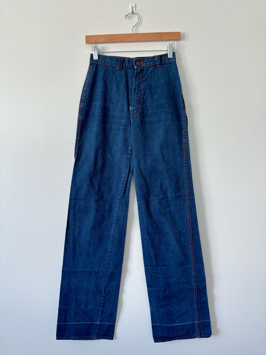 Blue red stitch jeans-S