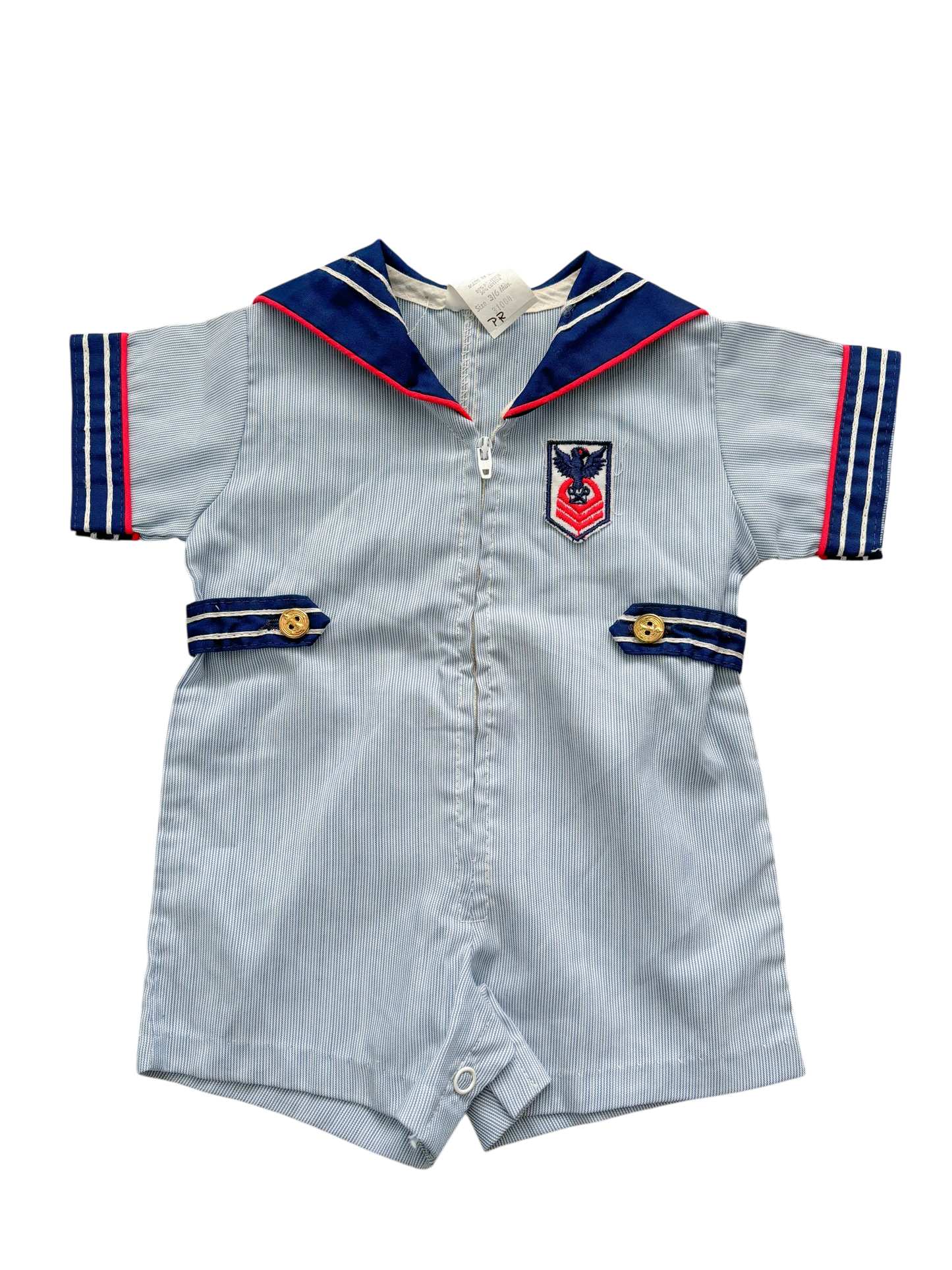 Baby blue sailor romper-3-6M