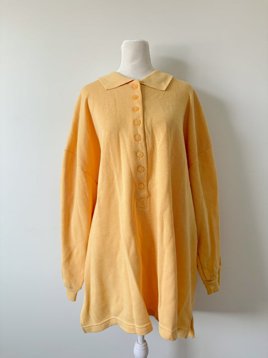 Yellow button pullover-3X