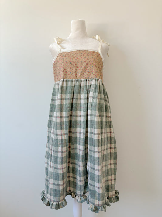 Plaid and brown handmade dress