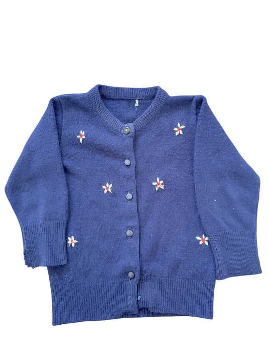 Baby navy floral embroidered cardigan12-24M