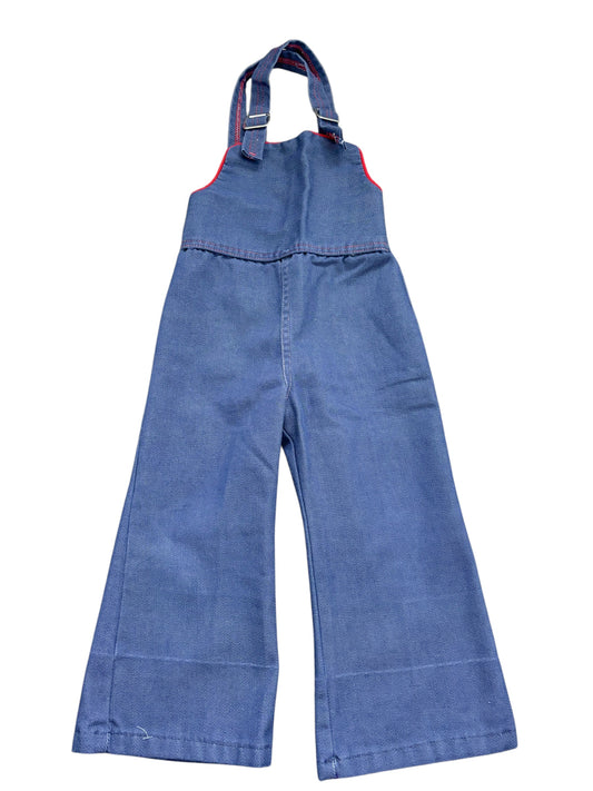 Baby Blue red trim overalls