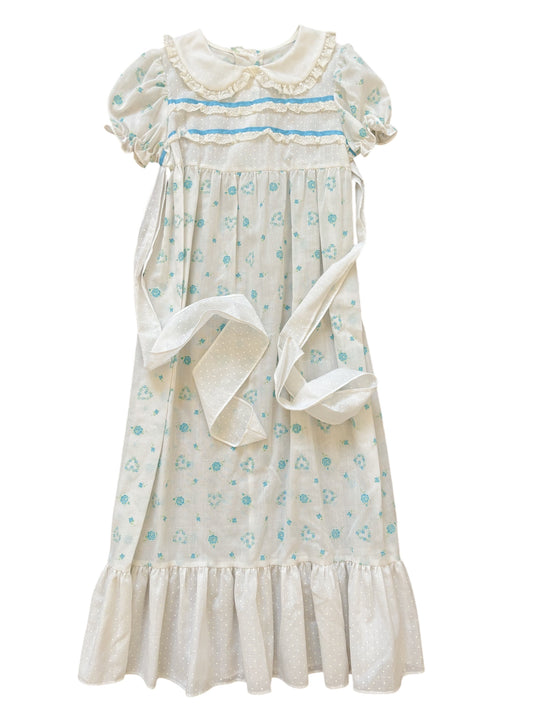 Youth white & blue floral heart maxi dress-8