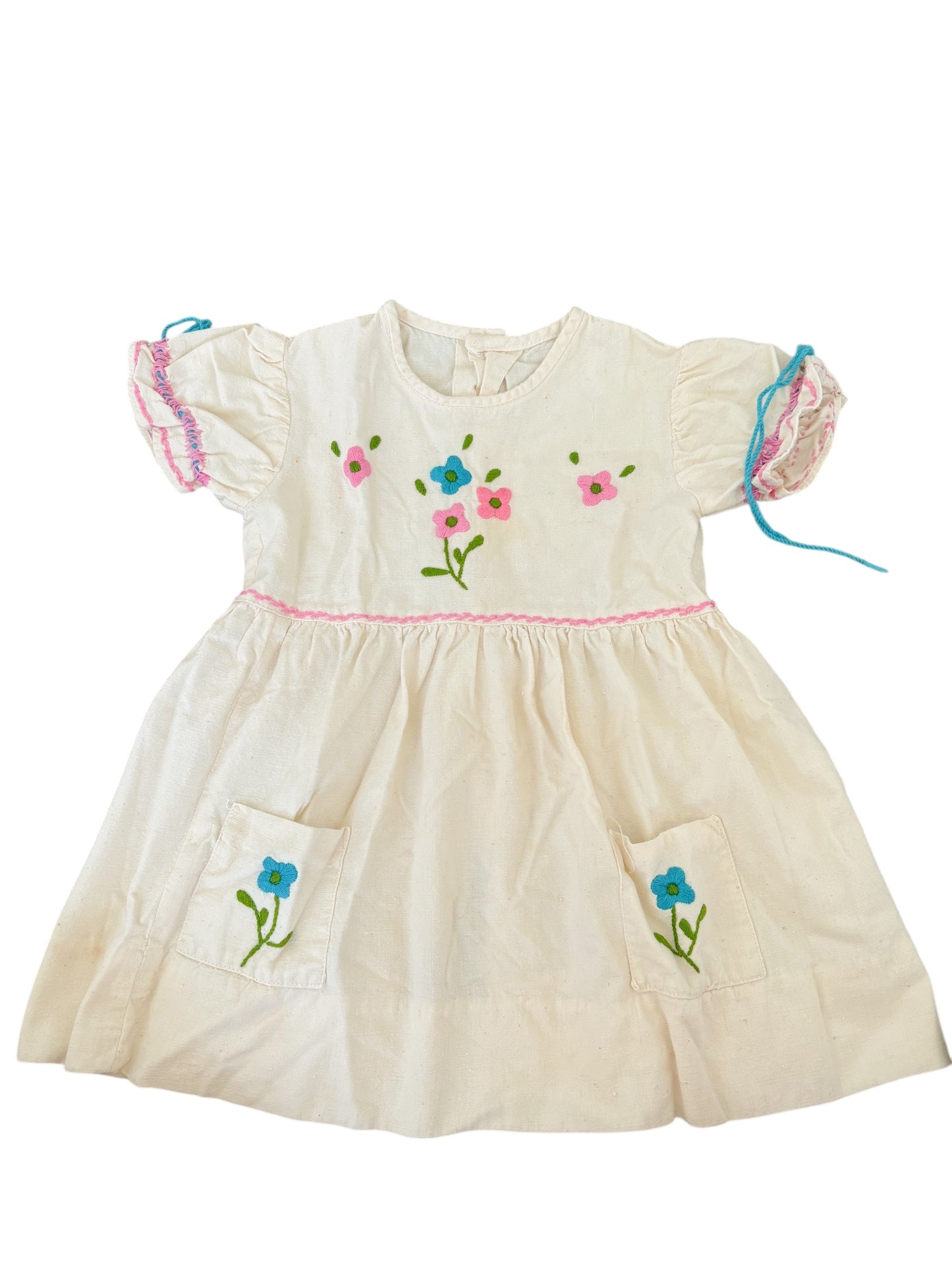 Baby Cream embroidered floral dress