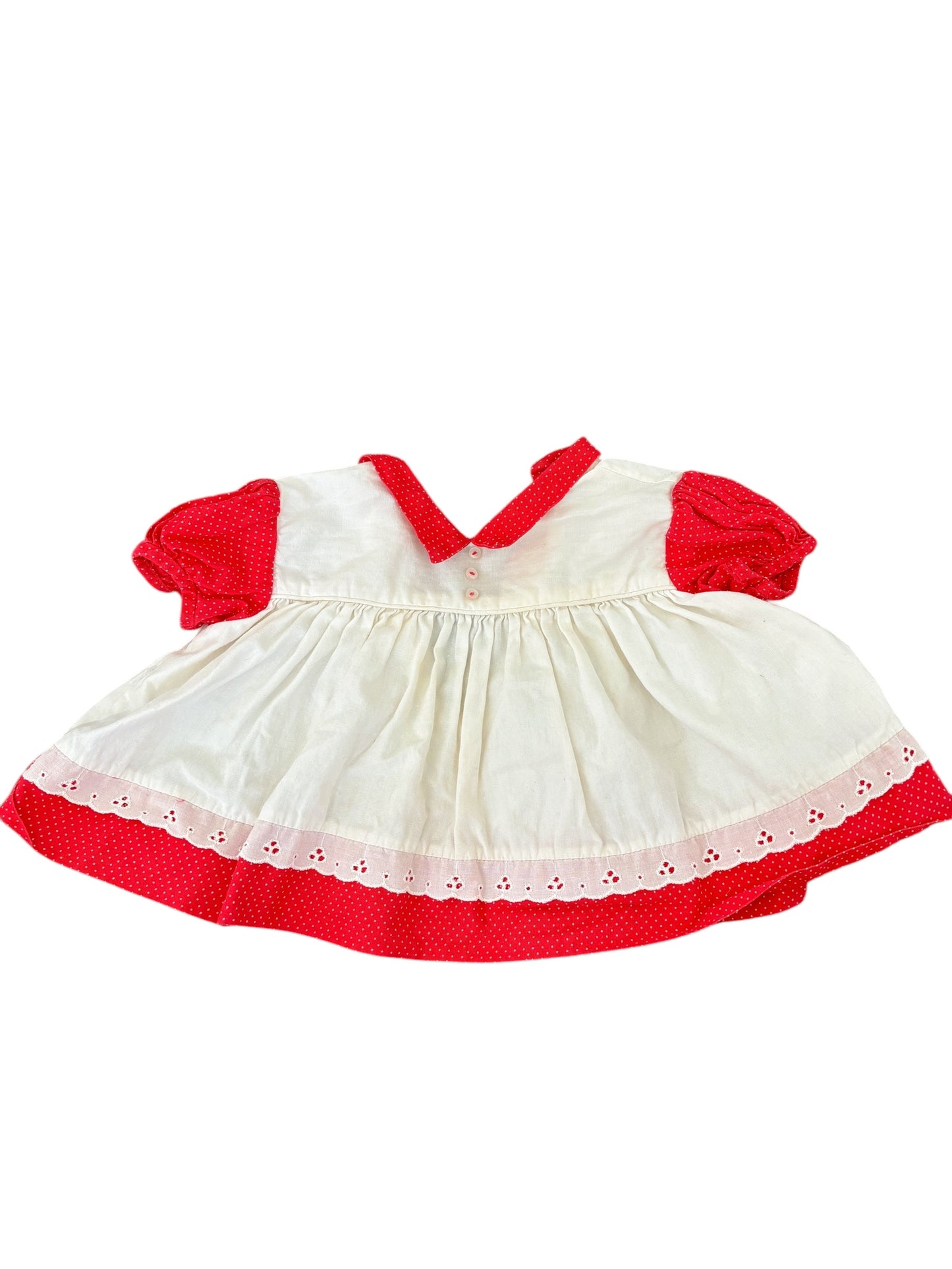 Baby white red trim dress