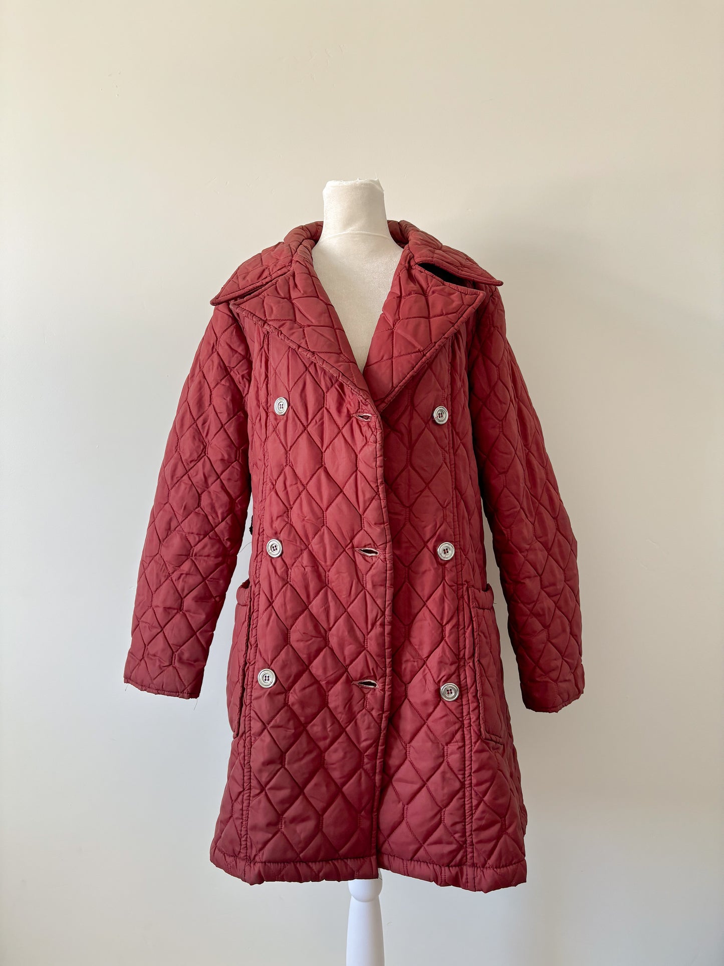 Red quilted coat-M