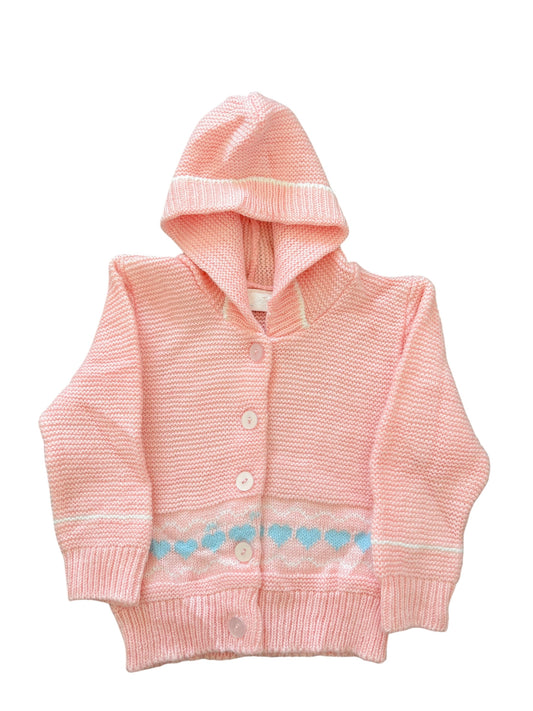 Baby pink blue heart hoodie-6-12M