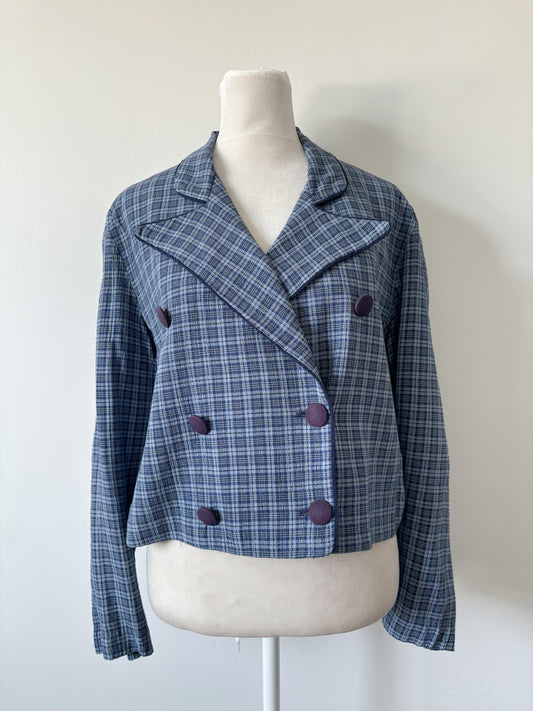 Blue plaid blazer-M