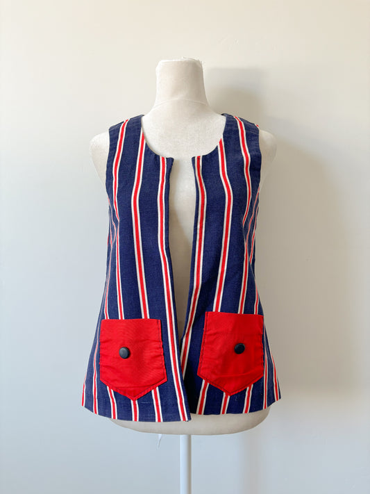 Navy & red striped vest-S