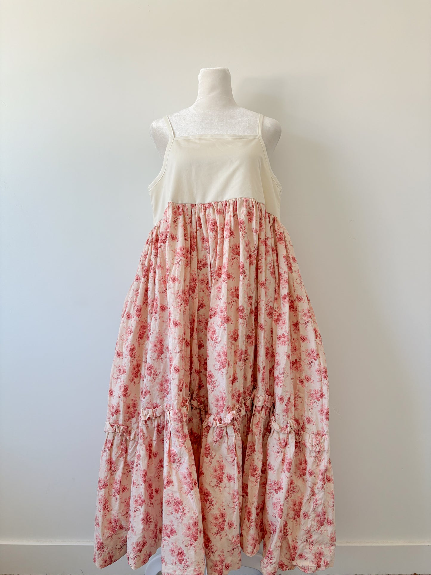 Pink floral handmade maxi dress