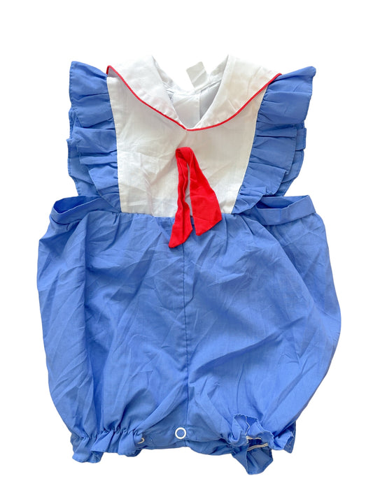 Baby blue ruffle red tie onesie