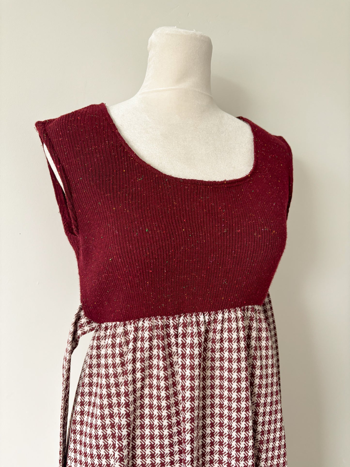 Pattern maroon top maxi dress-M